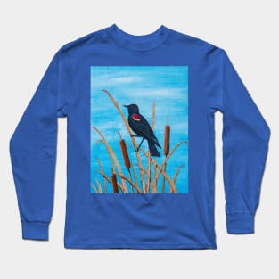 Red Winged Blackbird at the Pond Long Sleeve T-Shirt